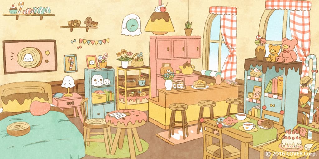 「もちぽよちゃん」キービジュアル背景イラスト
